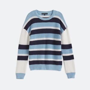 Kids' Cozy Striped Sweater - Blue, Navy, and White